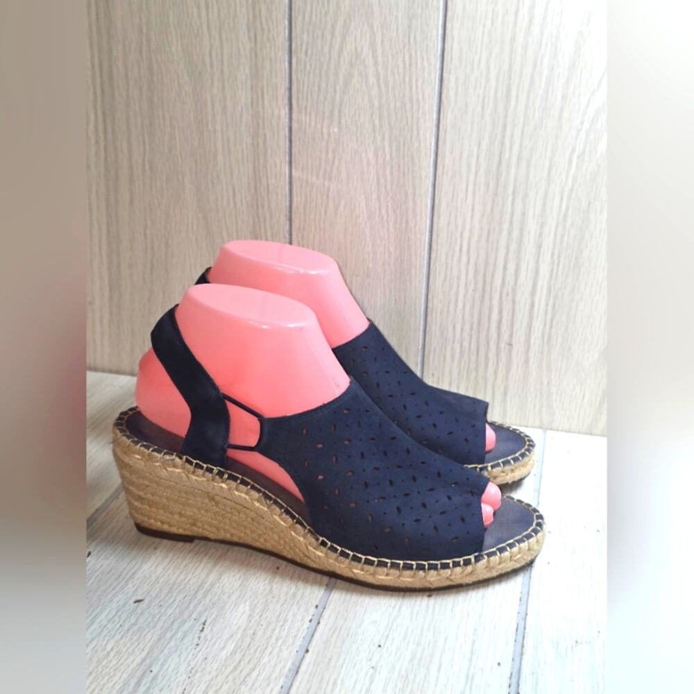 Clarks Blue Espadrille Wedge Sandals